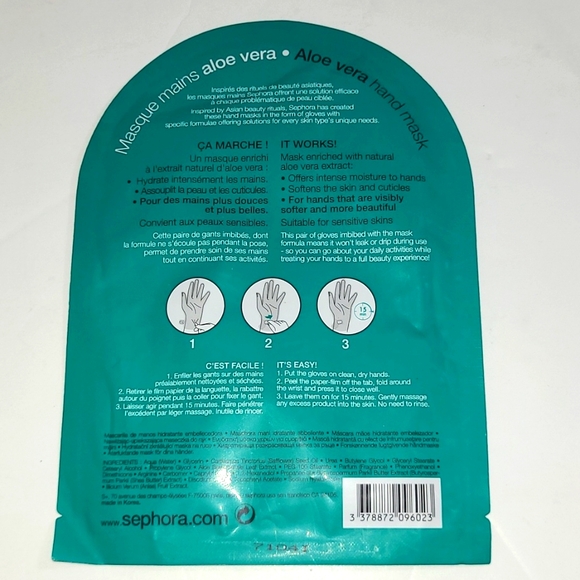 3 for/ $20 Sephora Aloe Vera Hand Mask - Picture 2 of 3